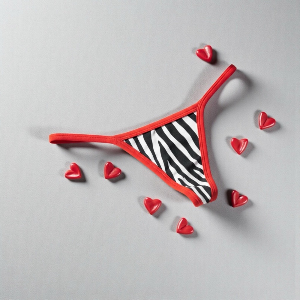 Red and Black Zebra Print Bikini Bottom